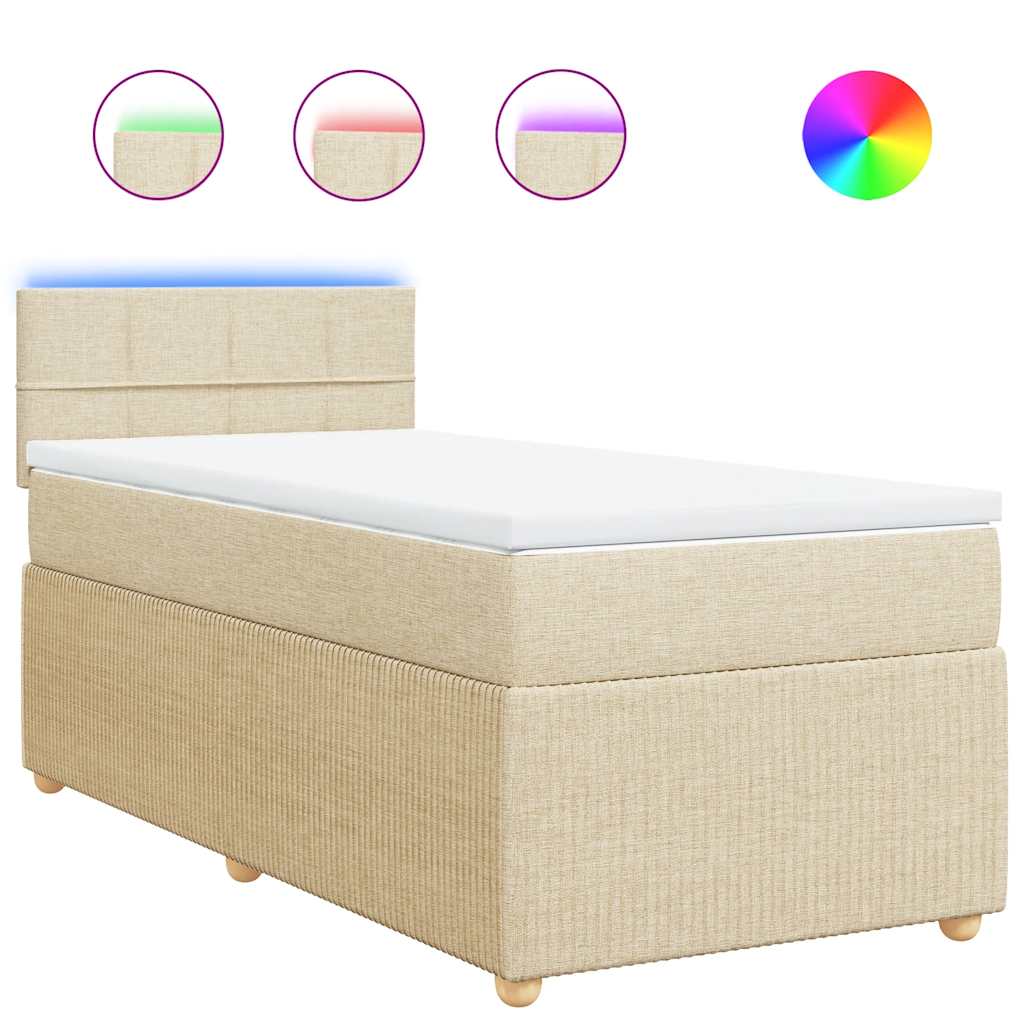 Giroletto a Molle con Materasso Crema 90x190 cm in Tessuto
