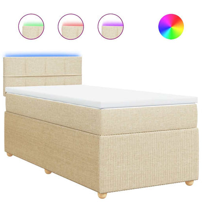 Giroletto a Molle con Materasso Crema 90x190 cm in Tessuto