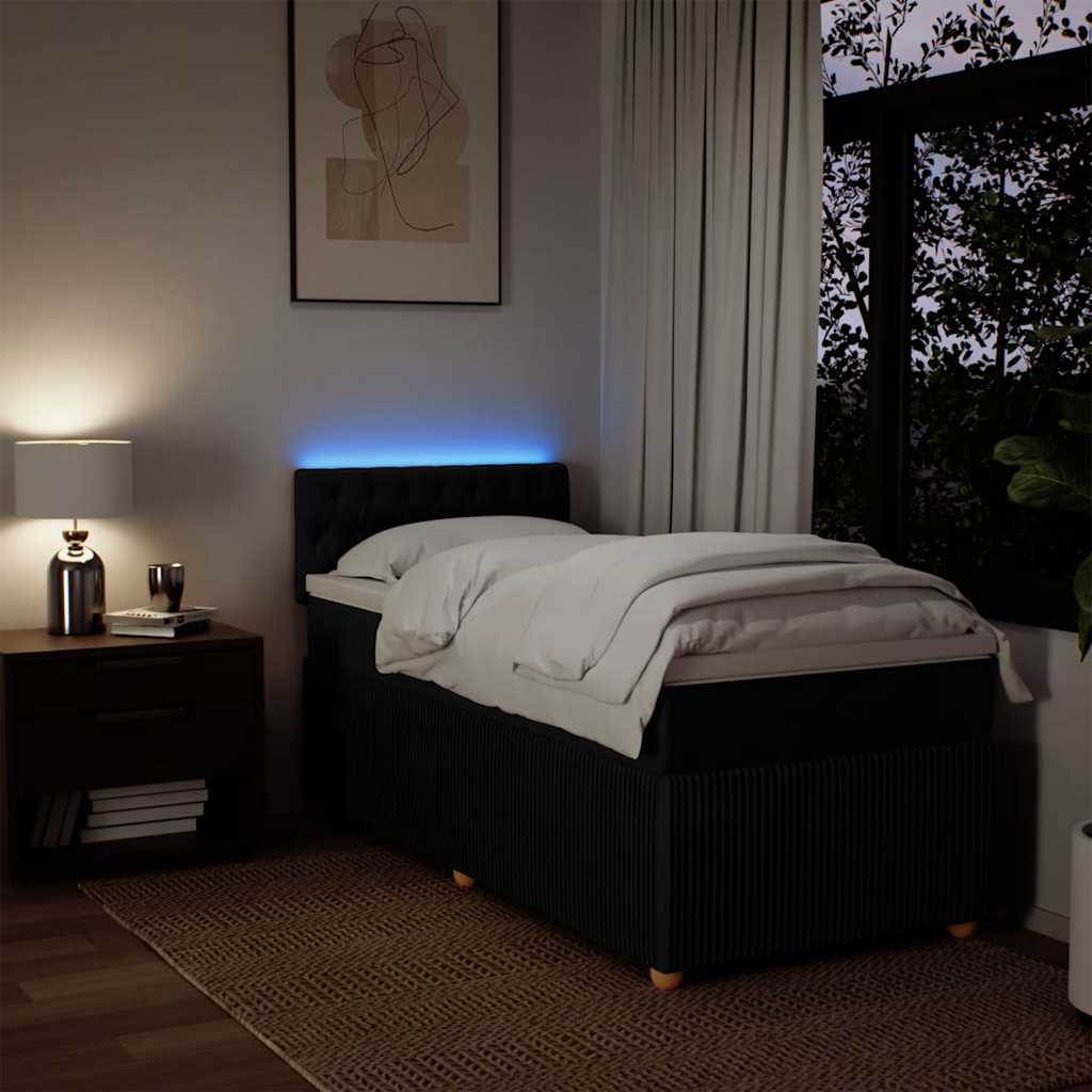 Giroletto a Molle con Materasso Nero 90x190 cm in Tessuto - homemem39