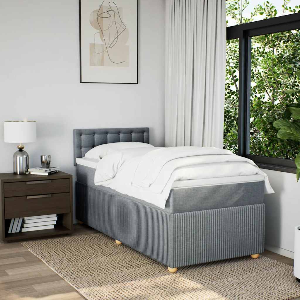 Giroletto a Molle con Materasso Grigio Chiaro 90x190 cm Tessuto