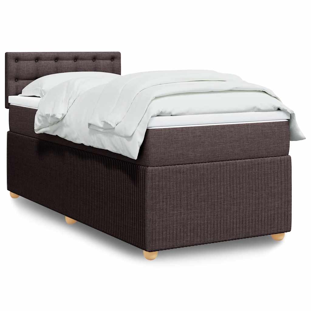 Giroletto a Molle con Materasso Marrone Scuro 90x190cm Tessuto | homemem39