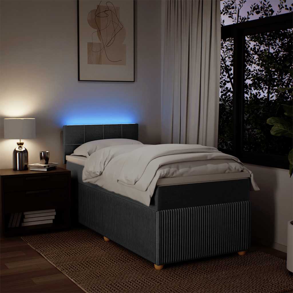 Giroletto a Molle con Materasso Grigio Scuro 90x200 cm Tessuto - homemem39