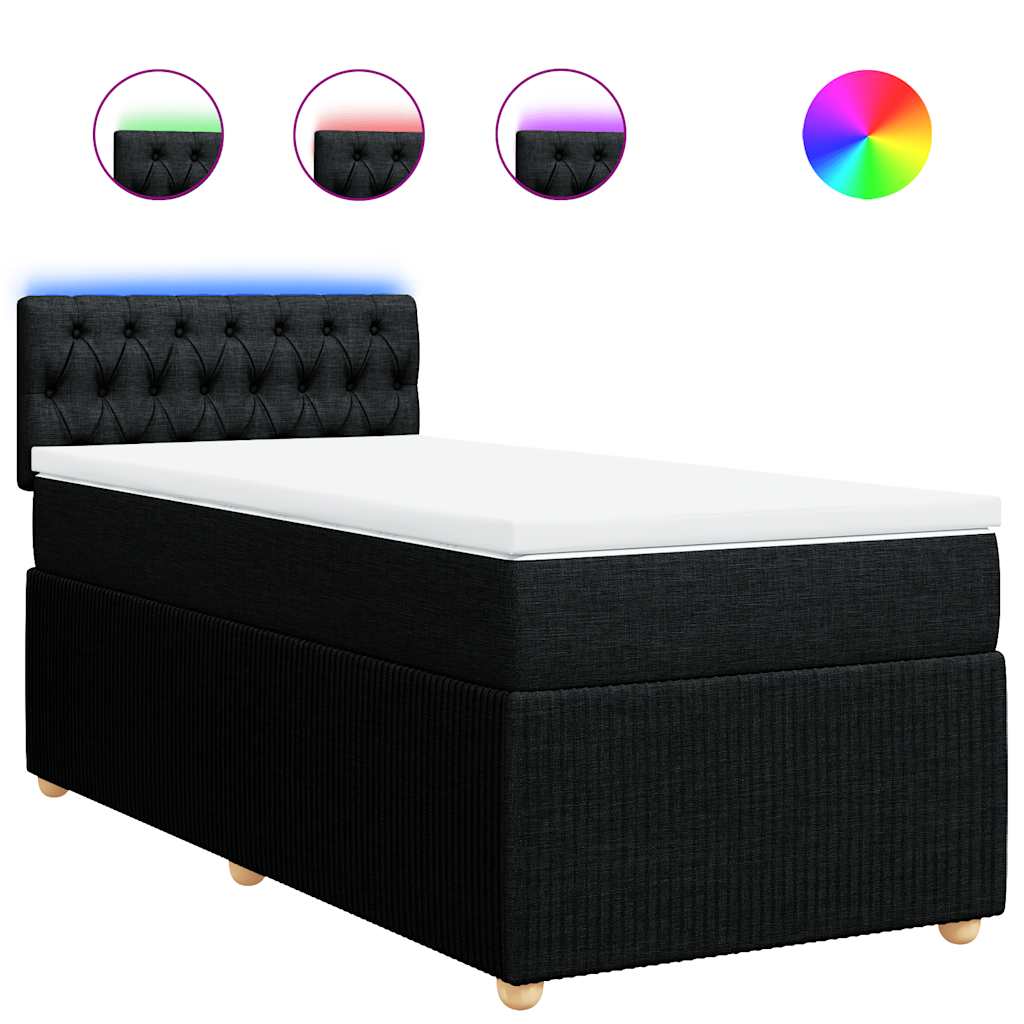Giroletto a Molle con Materasso Nero 90x200 cm in Tessuto