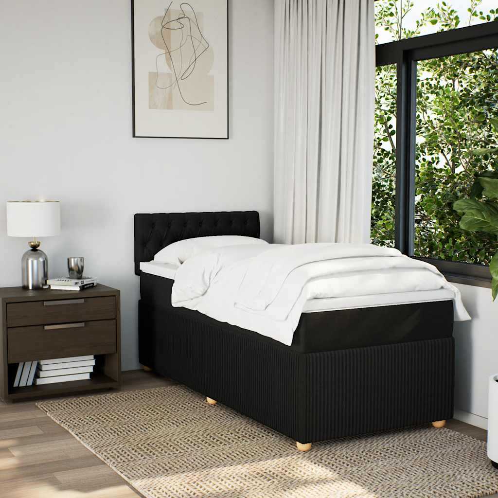 Giroletto a Molle con Materasso Nero 90x200 cm in Tessuto
