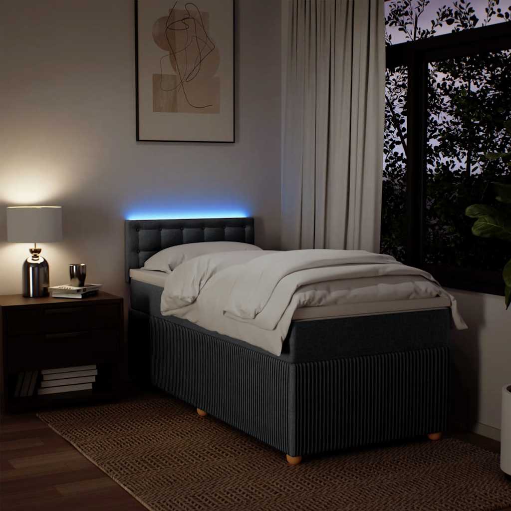 Giroletto a Molle con Materasso Grigio Scuro 90x200 cm Tessuto - homemem39