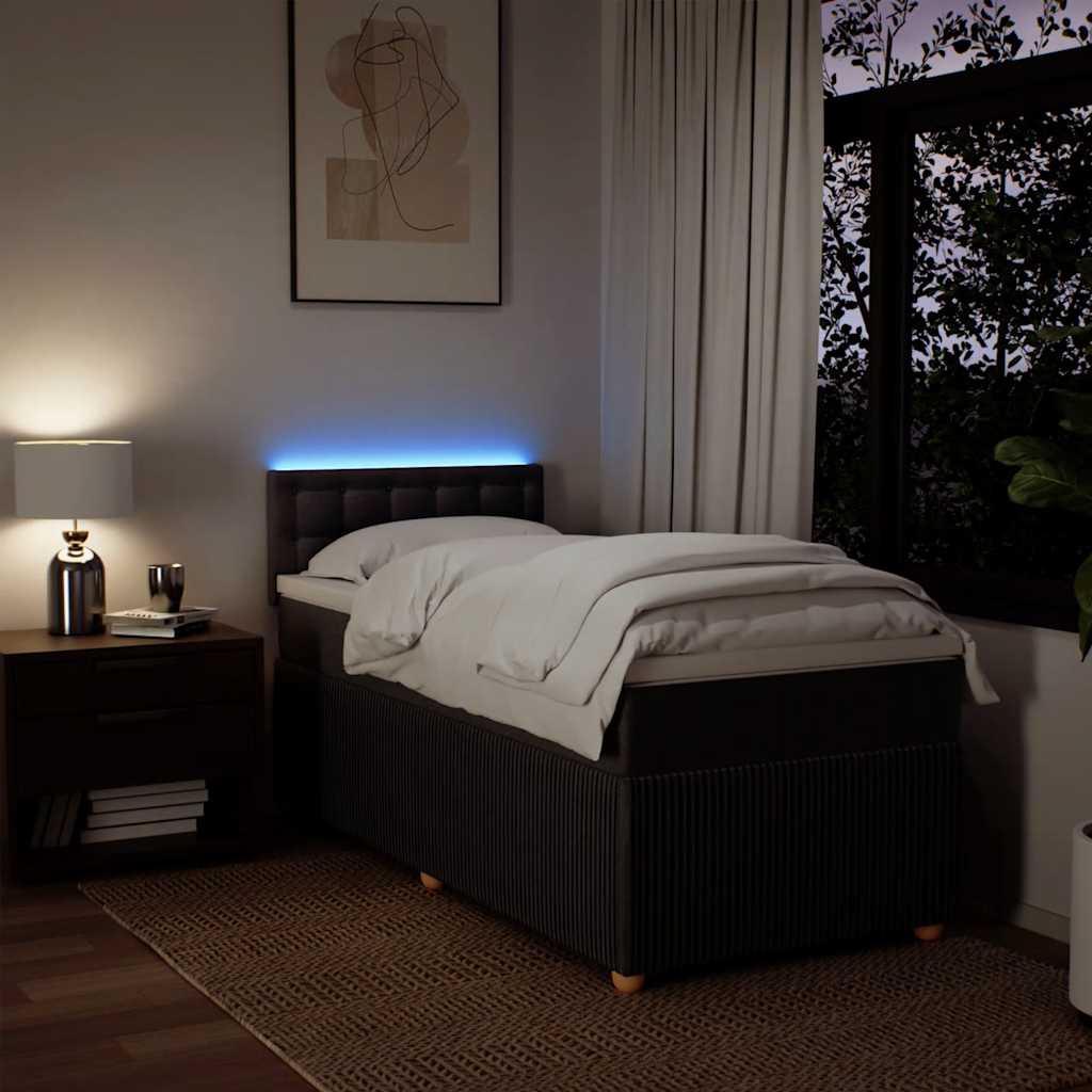 Giroletto a Molle con Materasso Marrone Scuro 90x200 cm Tessuto - homemem39