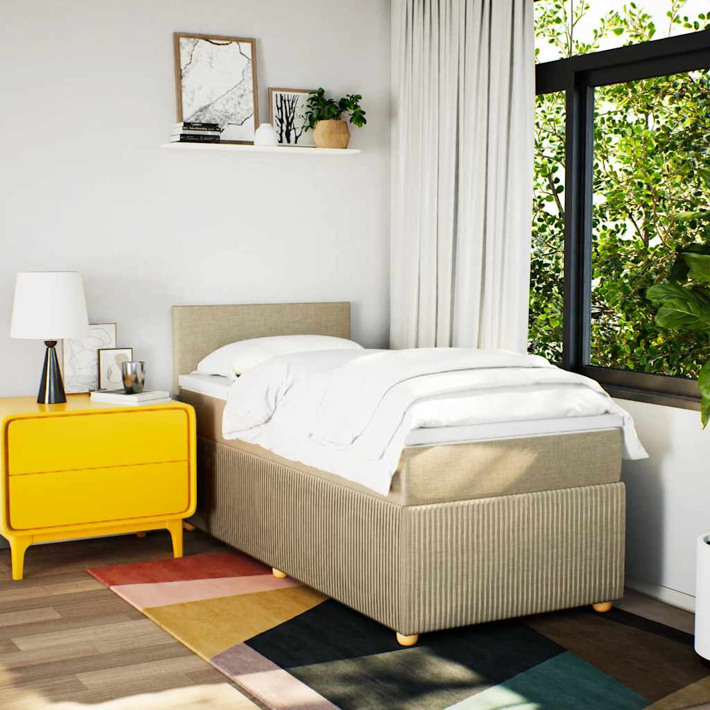 Giroletto a Molle con Materasso Crema 100x200 cm in Tessuto | homemem39
