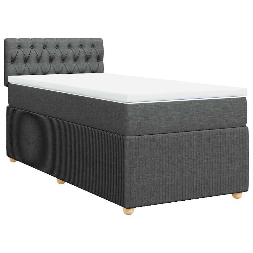 Giroletto a Molle con Materasso Grigio Scuro 100x200 cm Tessuto