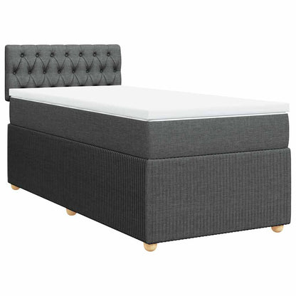 Giroletto a Molle con Materasso Grigio Scuro 100x200 cm Tessuto