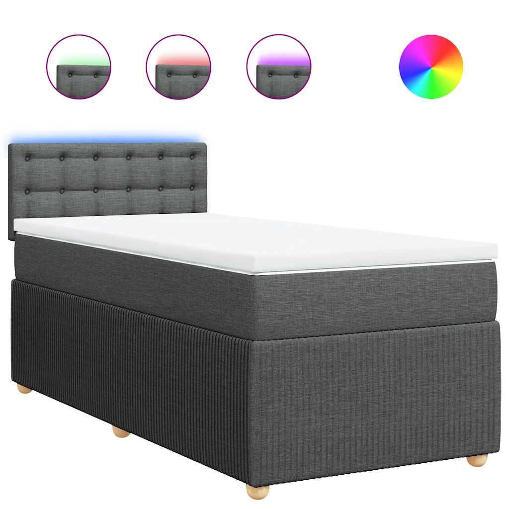 Giroletto a Molle con Materasso Grigio Scuro 100x200 cm Tessuto | homemem39