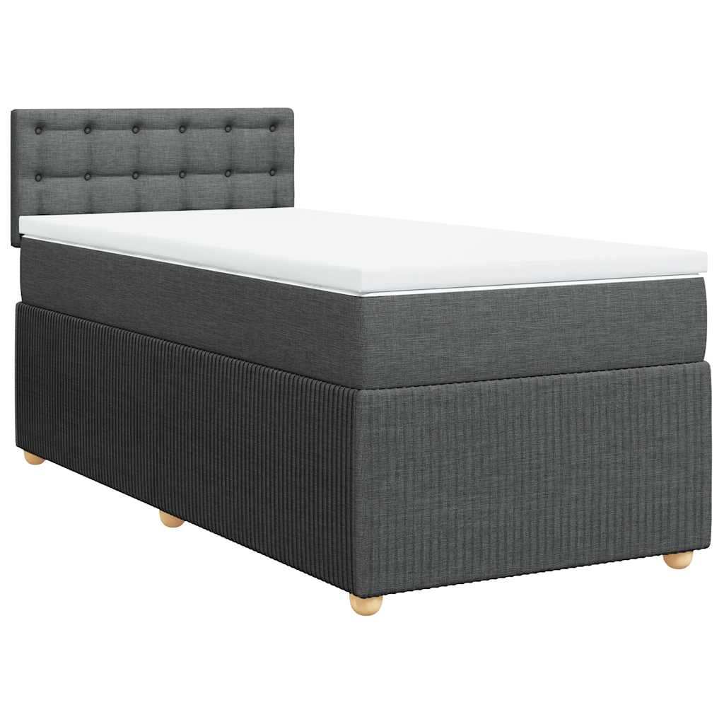 Giroletto a Molle con Materasso Grigio Scuro 100x200 cm Tessuto