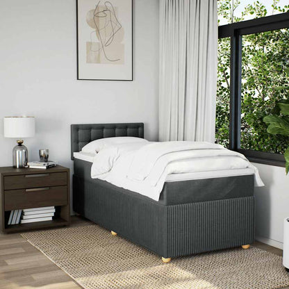 Giroletto a Molle con Materasso Grigio Scuro 100x200 cm Tessuto