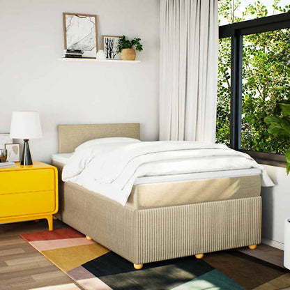 Giroletto a Molle con Materasso Crema 120x190 cm in Tessuto