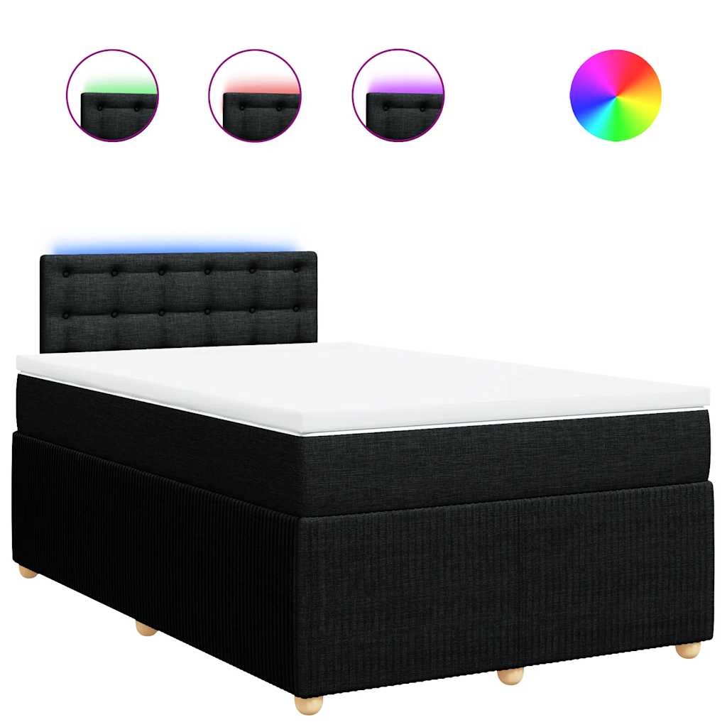 Giroletto a Molle con Materasso Nero 120x190 cm in Tessuto