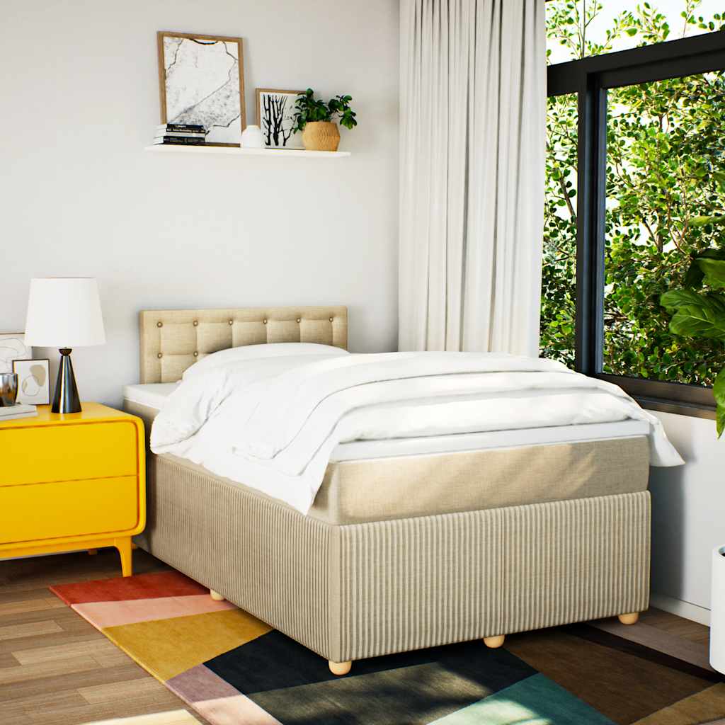 Giroletto a Molle con Materasso Crema 120x190 cm in Tessuto