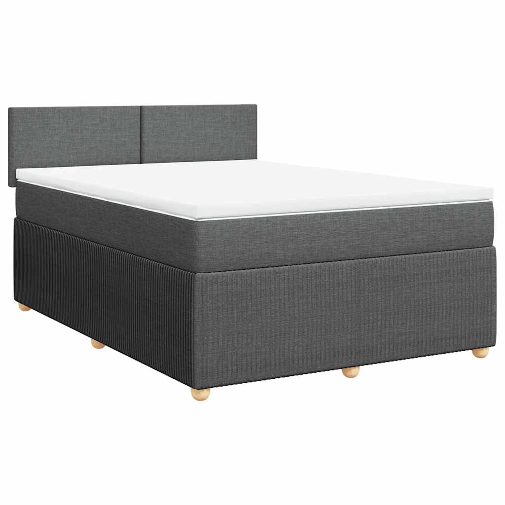 Giroletto a Molle con Materasso Grigio Scuro 140x190 cm Tessuto