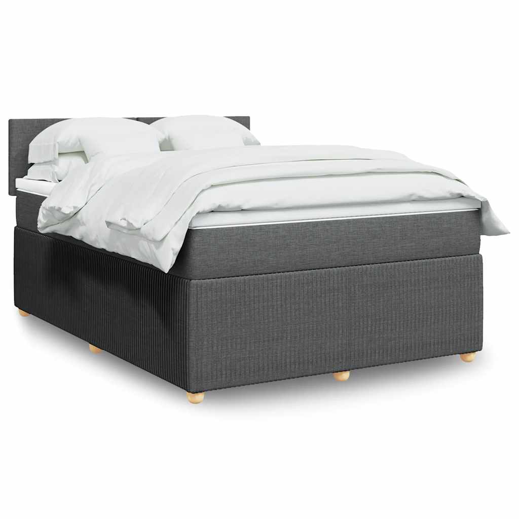 Giroletto a Molle con Materasso Grigio Scuro 140x190 cm Tessuto