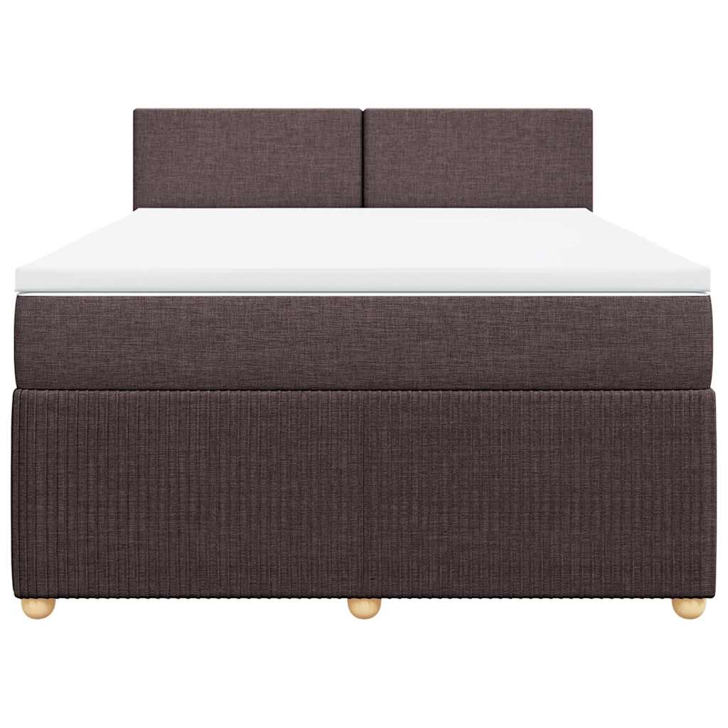Giroletto a Molle con Materasso Marrone Scuro 140x190cm Tessuto