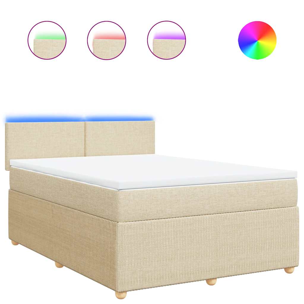 Giroletto a Molle con Materasso Crema 140x19 cm in Tessuto | homemem39