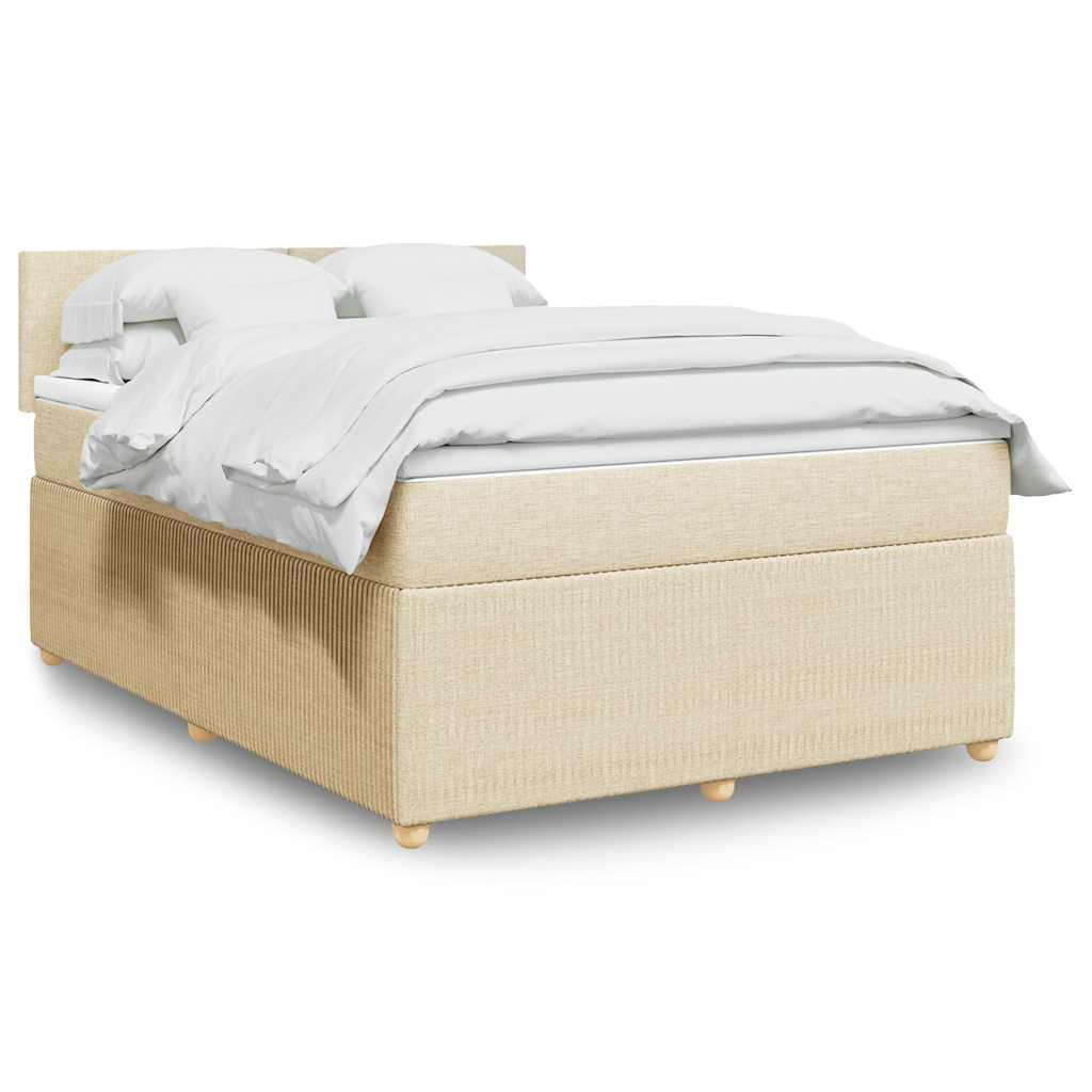 Giroletto a Molle con Materasso Crema 140x19 cm in Tessuto | homemem39