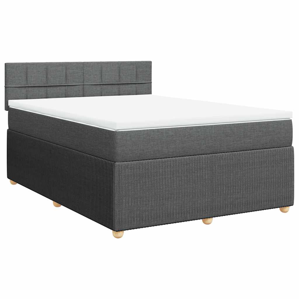 Giroletto a Molle con Materasso Grigio Scuro 140x190 cm Tessuto