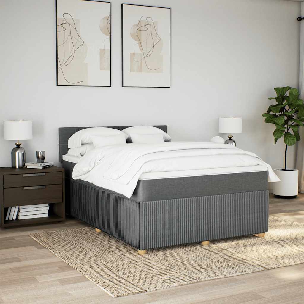 Giroletto a Molle con Materasso Grigio Scuro 140x190 cm Tessuto