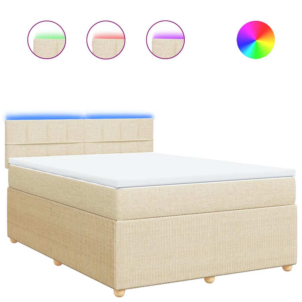 Giroletto a Molle con Materasso Crema 140x19 cm in Tessuto | homemem39