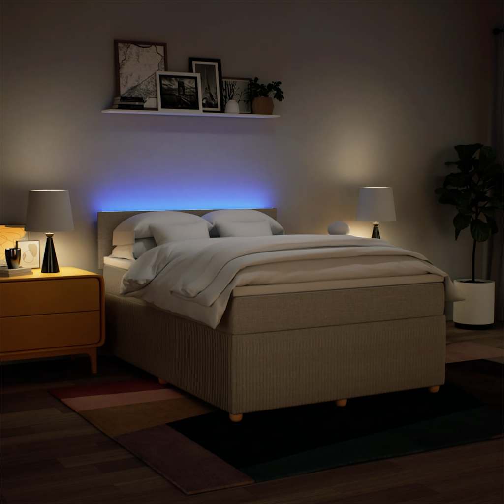 Giroletto a Molle con Materasso Crema 140x19 cm in Tessuto | homemem39