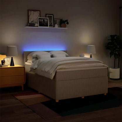 Giroletto a Molle con Materasso Crema 140x19 cm in Tessuto | homemem39
