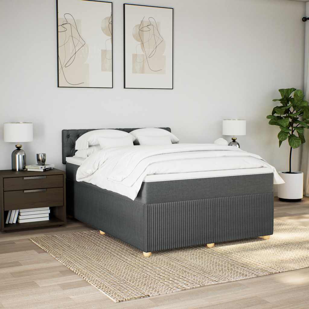 Giroletto a Molle con Materasso Grigio Scuro 140x190 cm Tessuto