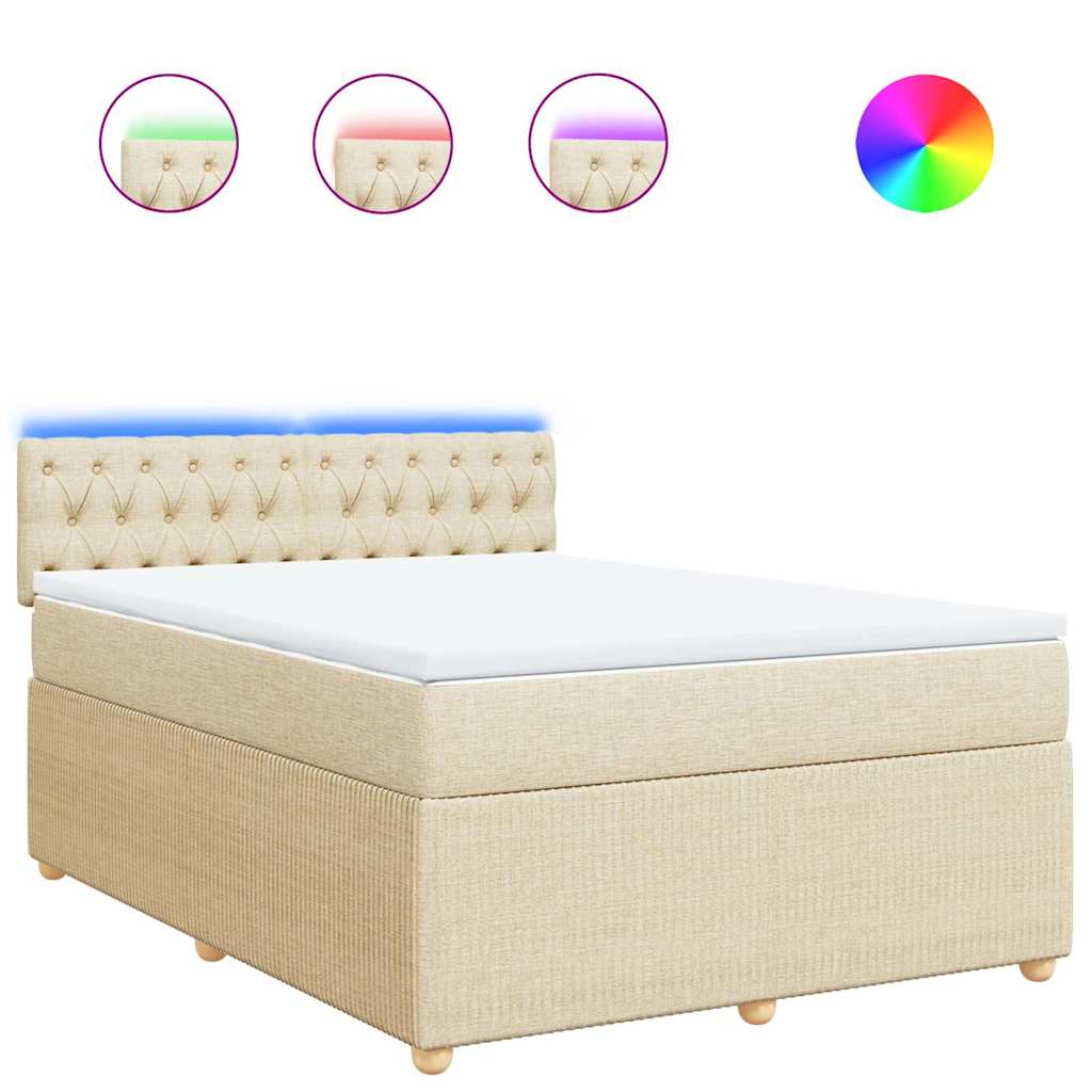 Giroletto a Molle con Materasso Crema 140x19 cm in Tessuto | homemem39