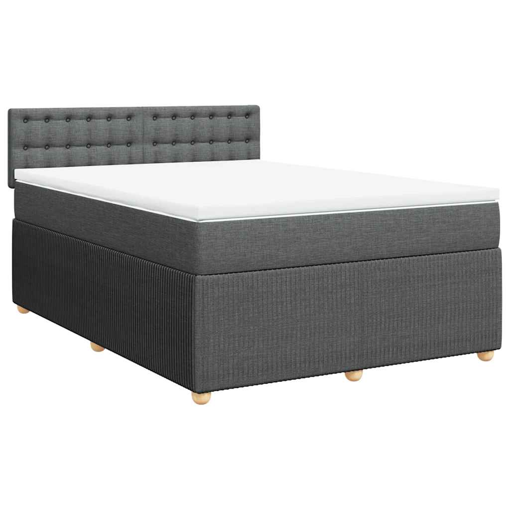 Giroletto a Molle con Materasso Grigio Scuro 140x190 cm Tessuto
