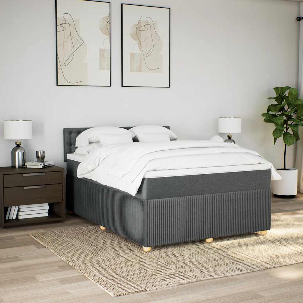 Giroletto a Molle con Materasso Grigio Scuro 140x190 cm Tessuto