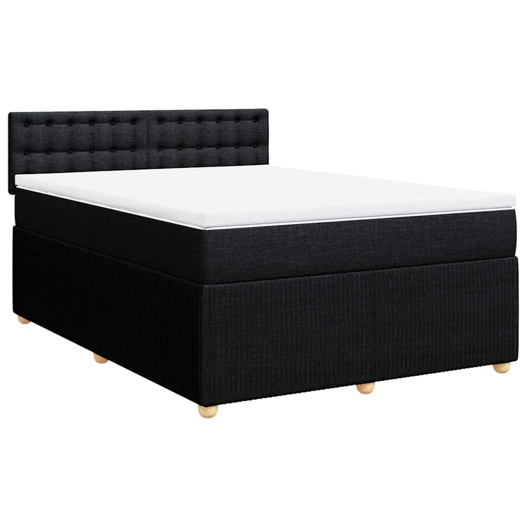 Giroletto a Molle con Materasso Nero 140x190 cm in Tessuto