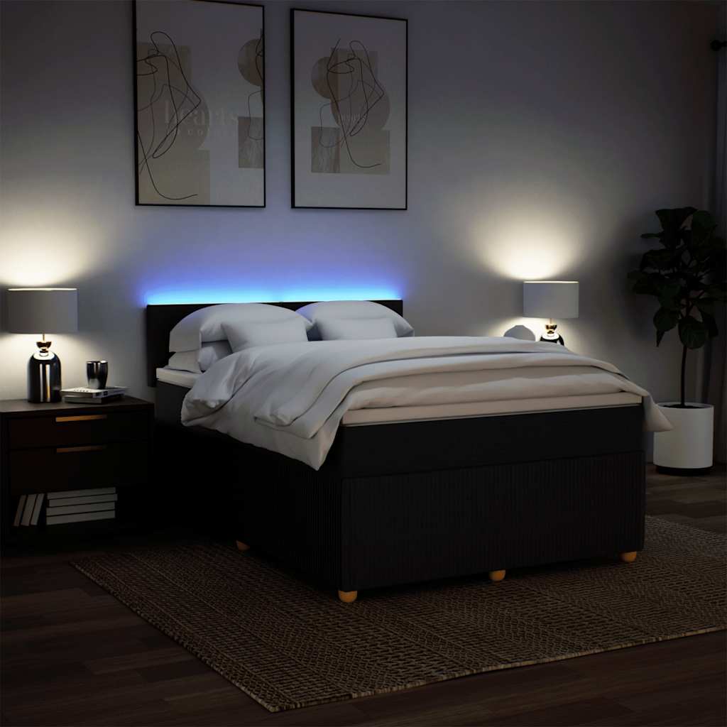 Giroletto a Molle con Materasso Nero 140x200 cm in Tessuto | homemem39