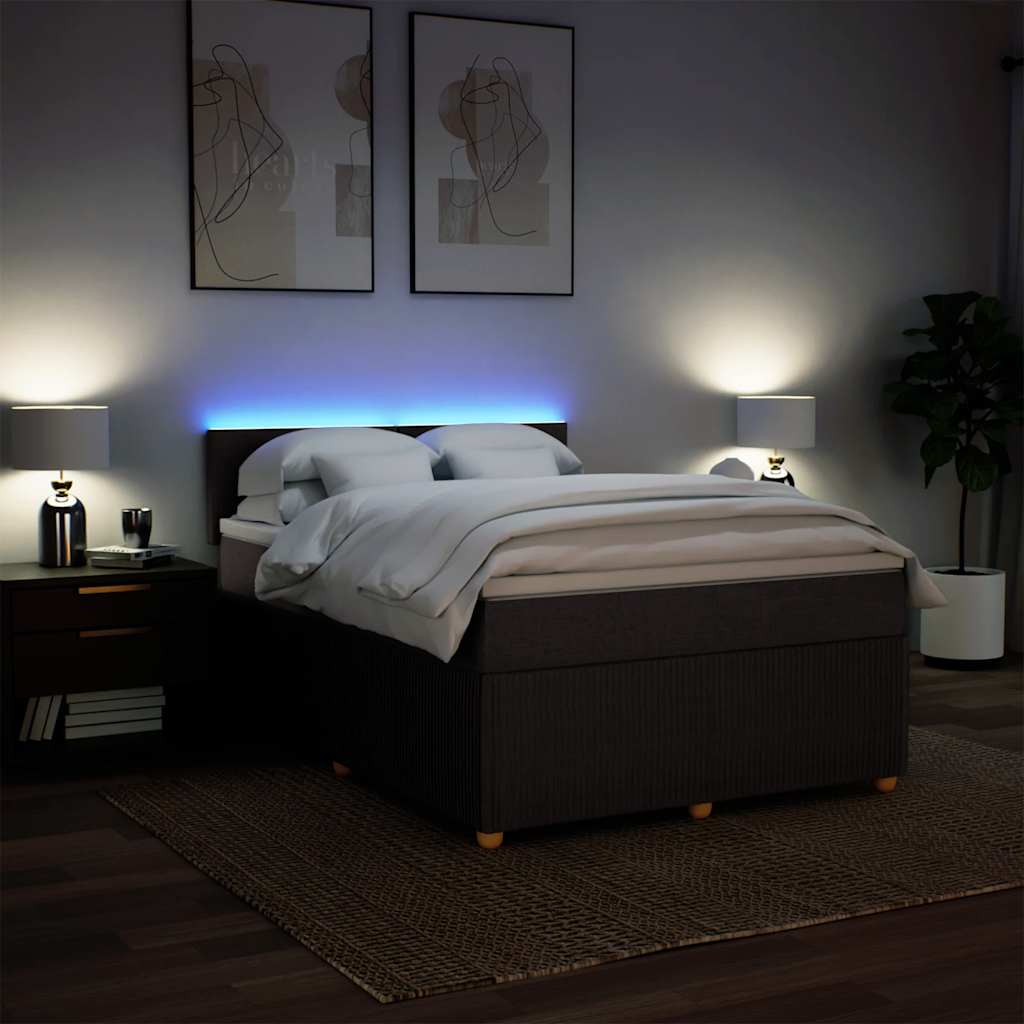 Giroletto a Molle con Materasso Marrone Scuro 140x200cm Tessuto | homemem39