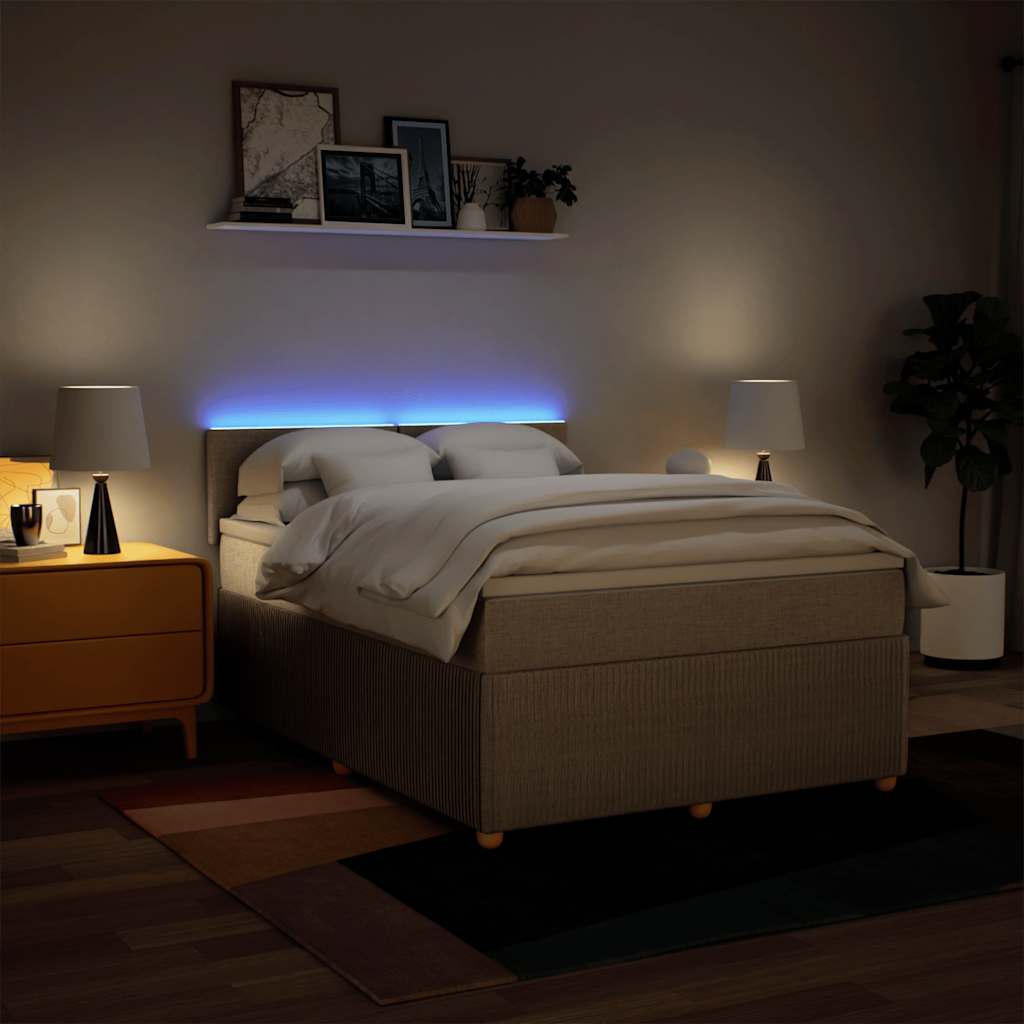 Giroletto a Molle con Materasso Crema 140x200 cm in Tessuto | homemem39