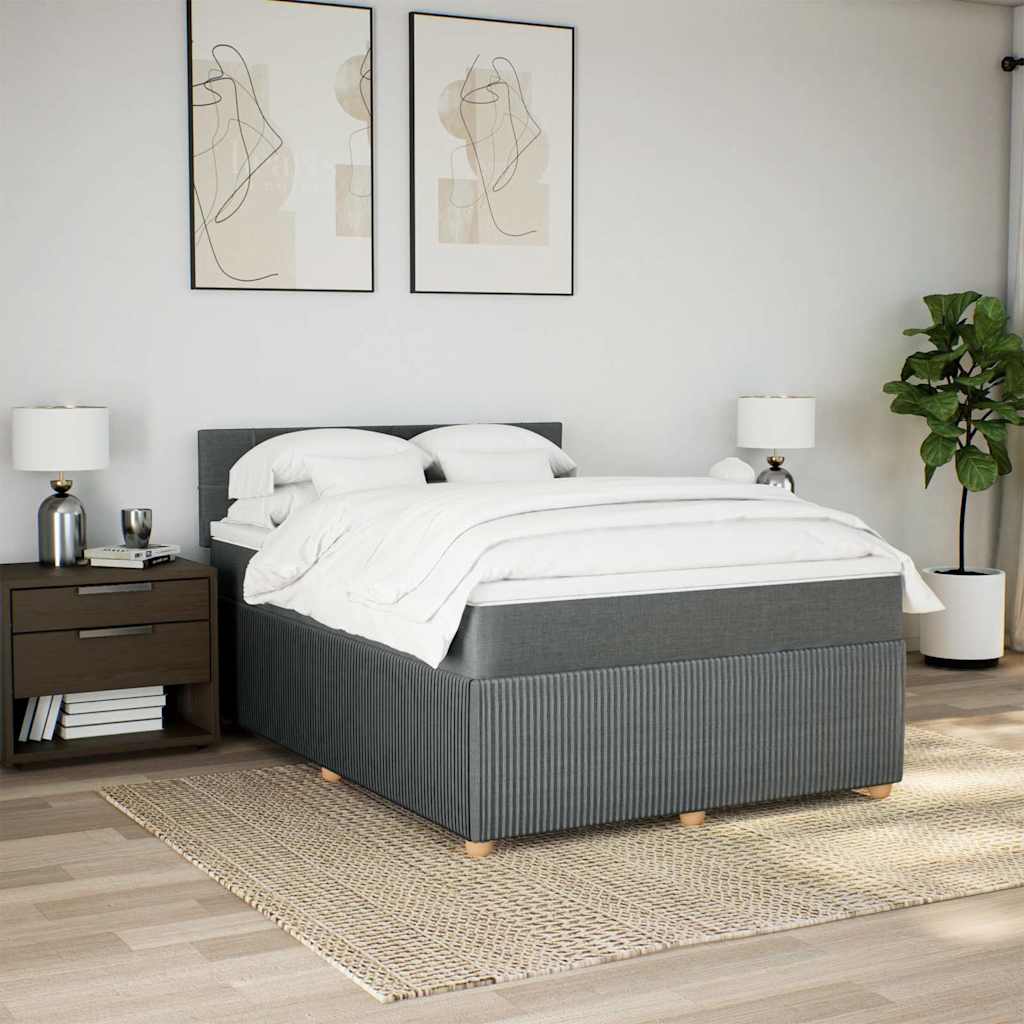 Giroletto a Molle con Materasso Grigio Scuro 140x200cm Tessuto
