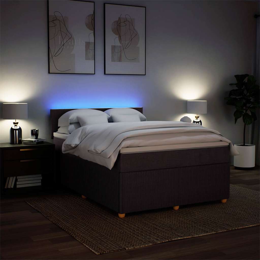 Giroletto a Molle con Materasso Marrone Scuro 140x200cm Tessuto | homemem39