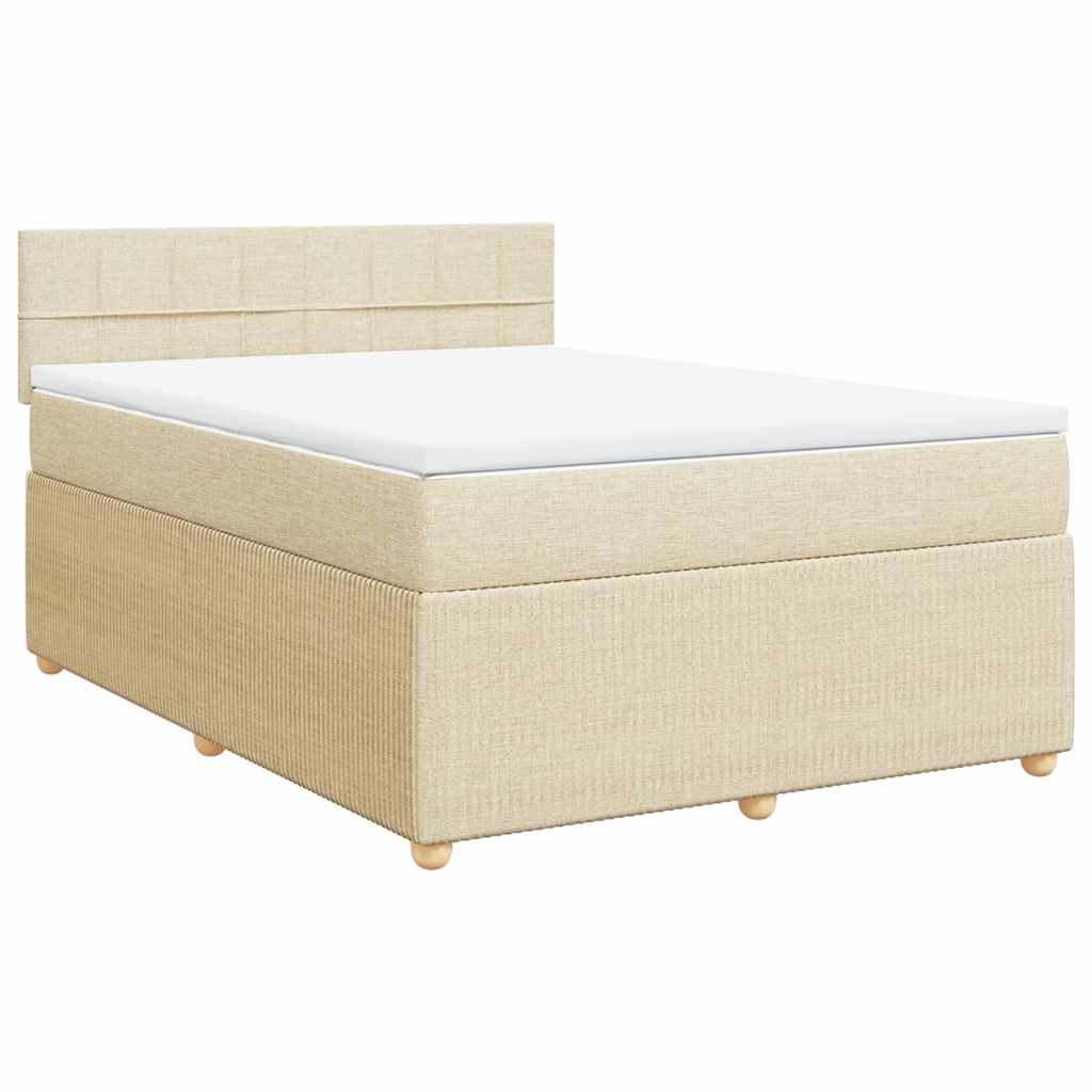 Giroletto a Molle con Materasso Crema 140x200 cm in Tessuto | homemem39