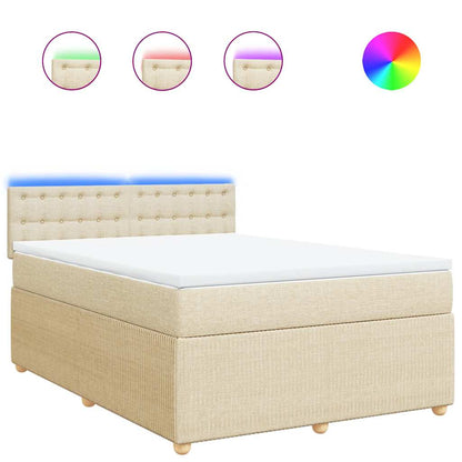 Giroletto a Molle con Materasso Crema 140x200 cm in Tessuto | homemem39