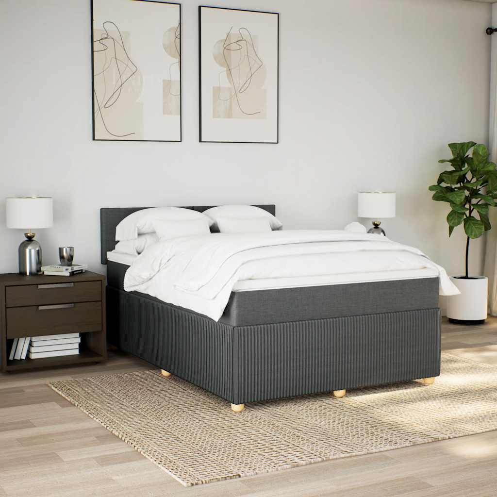 Giroletto a Molle con Materasso Grigio Scuro 160x200 cm Tessuto