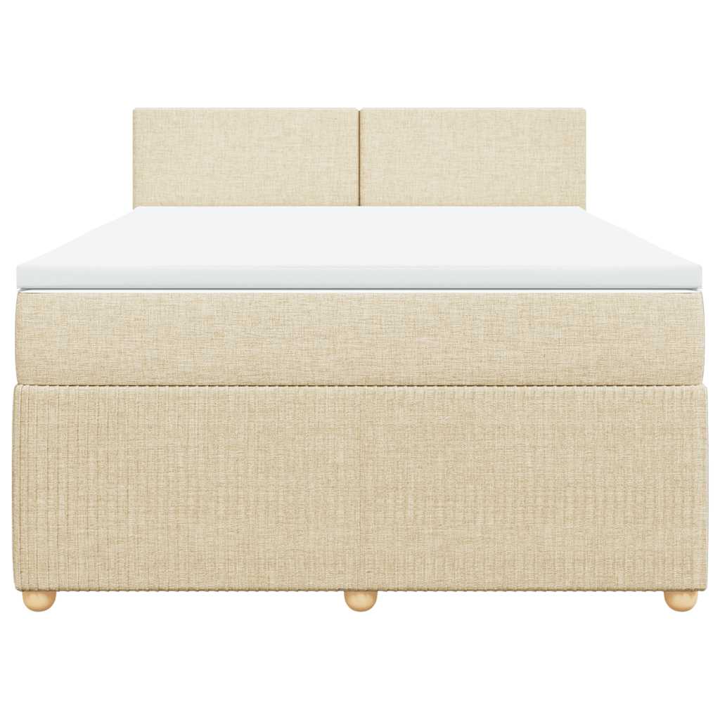 Giroletto a Molle con Materasso Crema 160x200 cm in Tessuto | homemem39