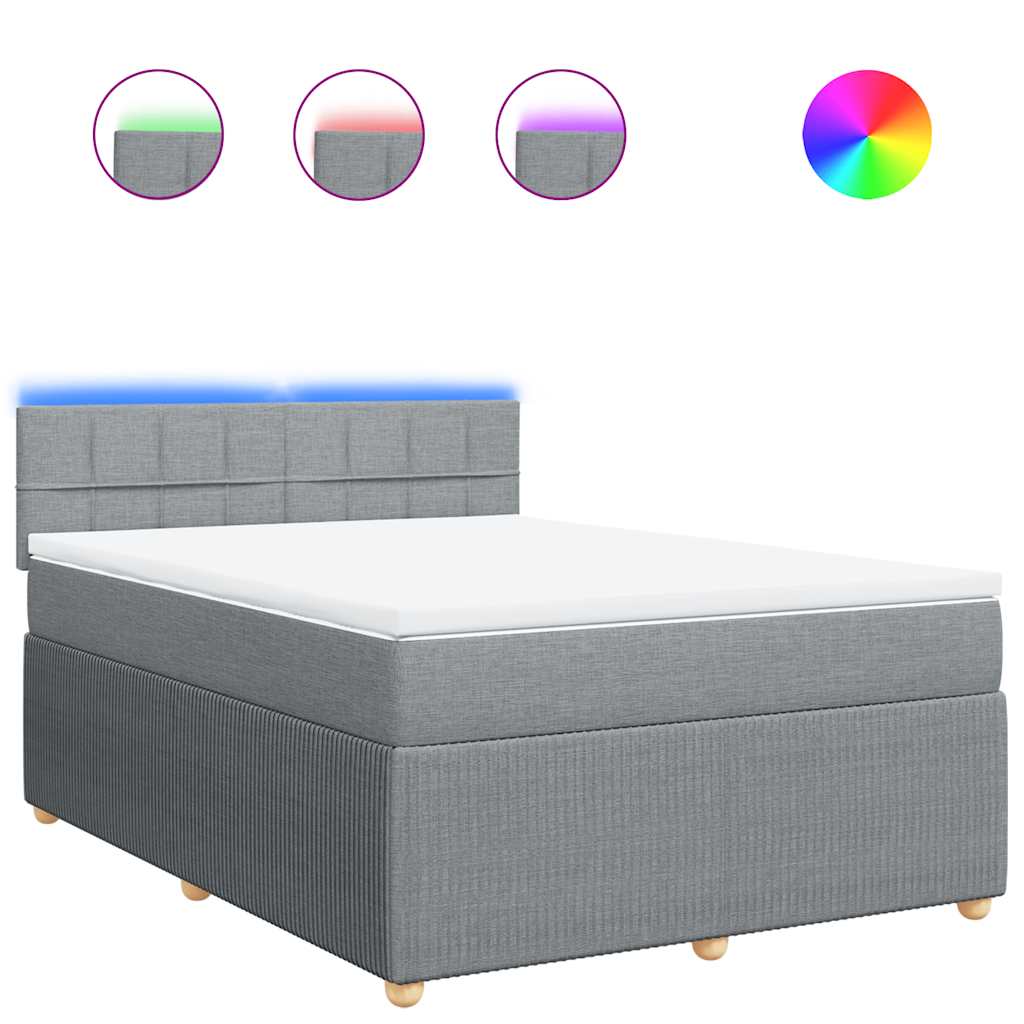 Giroletto a Molle con Materasso Grigio Chiaro 160x200cm Tessuto | homemem39