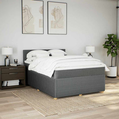 Giroletto a Molle con Materasso Grigio Scuro 160x200 cm Tessuto