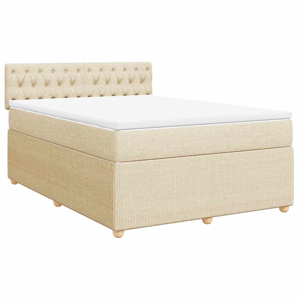 Giroletto a Molle con Materasso Crema 160x200 cm in Tessuto