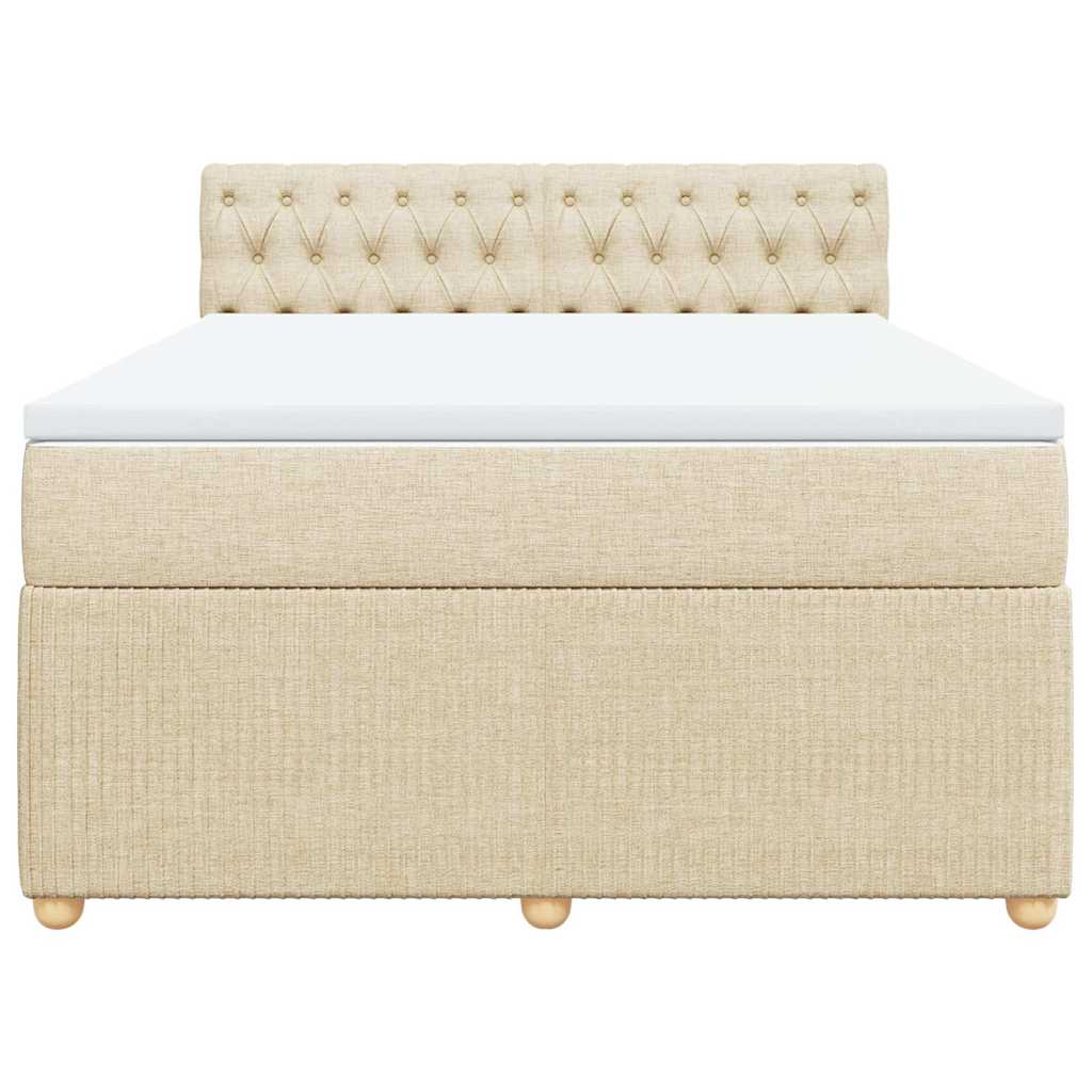 Giroletto a Molle con Materasso Crema 160x200 cm in Tessuto | homemem39