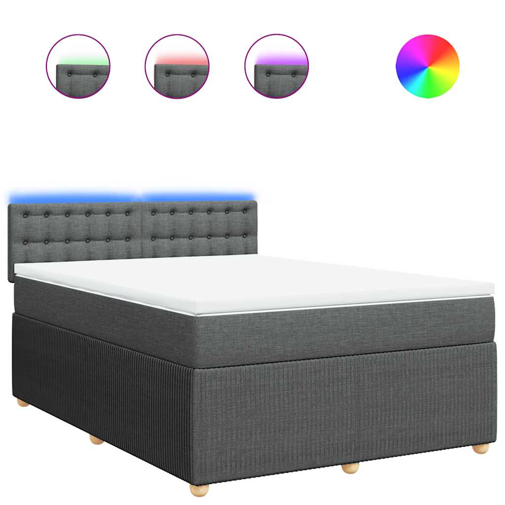 Giroletto a Molle con Materasso Grigio Scuro 160x200 cm Tessuto | homemem39