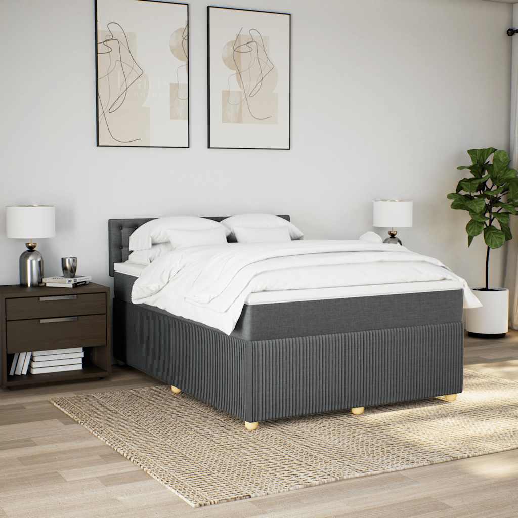 Giroletto a Molle con Materasso Grigio Scuro 160x200 cm Tessuto