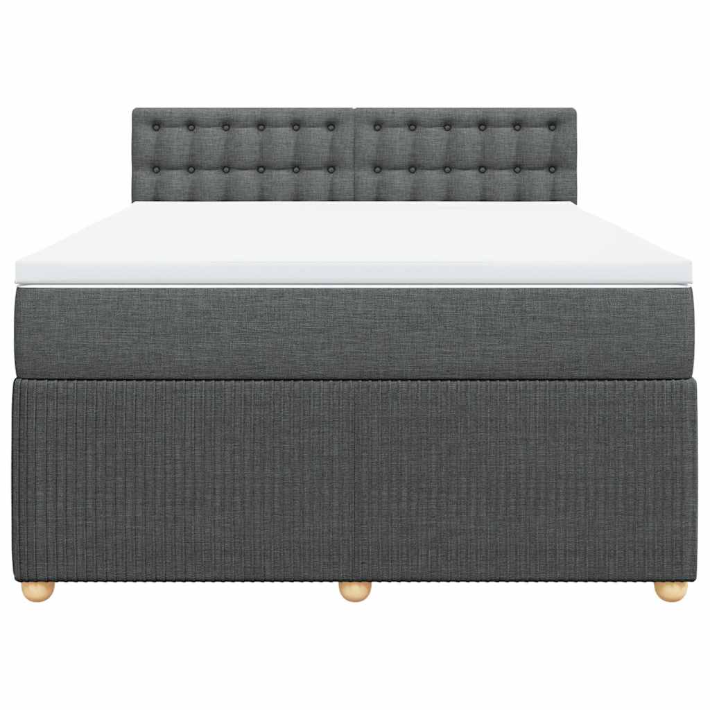 Giroletto a Molle con Materasso Grigio Scuro 160x200 cm Tessuto